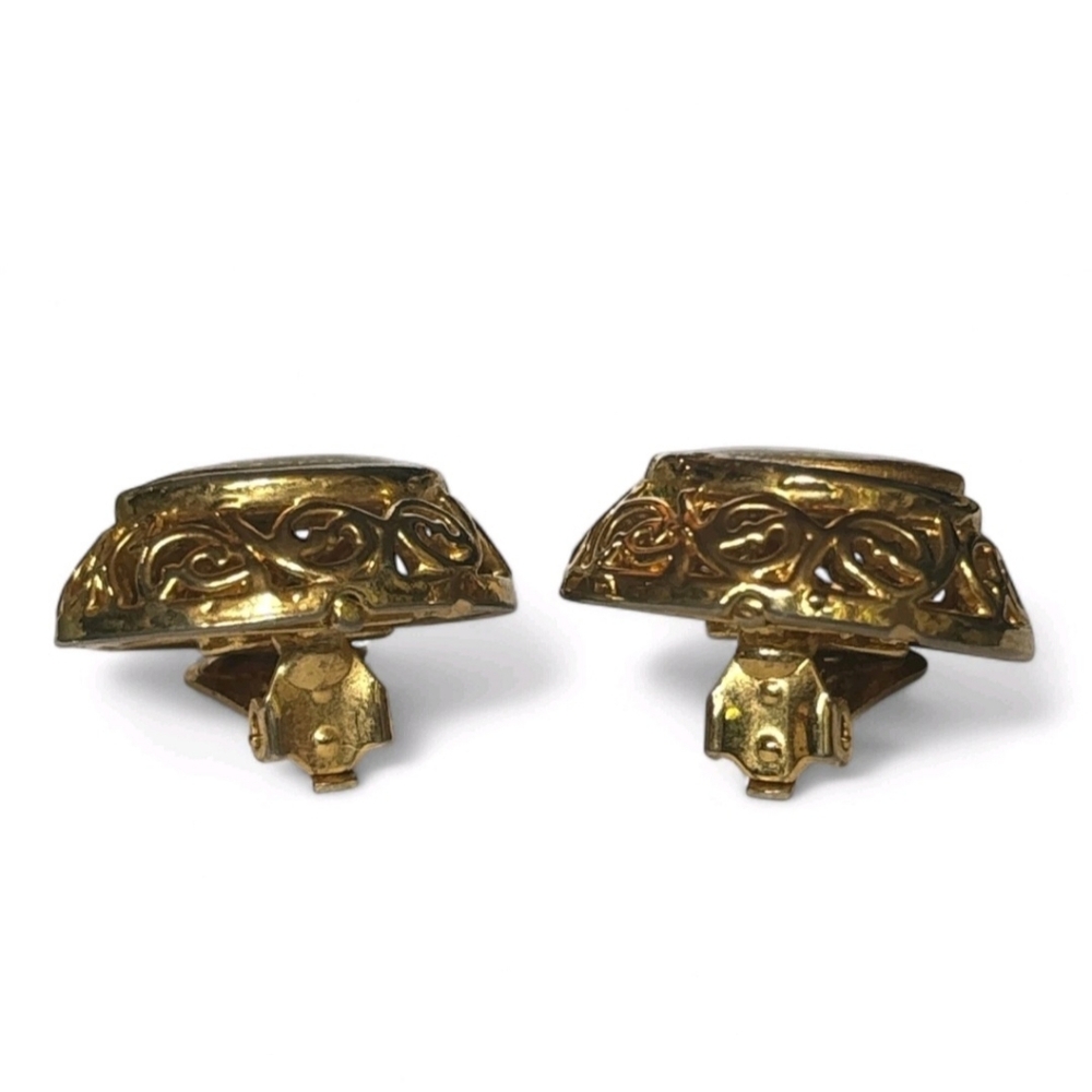 Chanel 24k Gold Plated Rubcamell Murano Clip-On Earrings Full Inclusion & COA - Picture 9 of 11